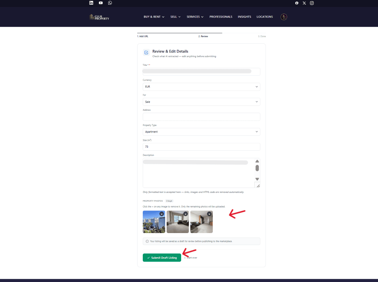 Submit Draft Listing