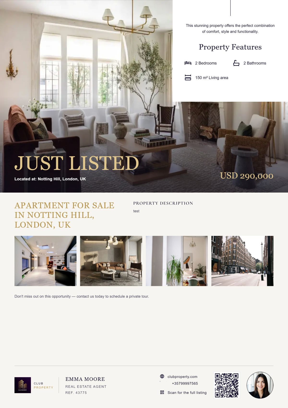 Multilingual property flyer example