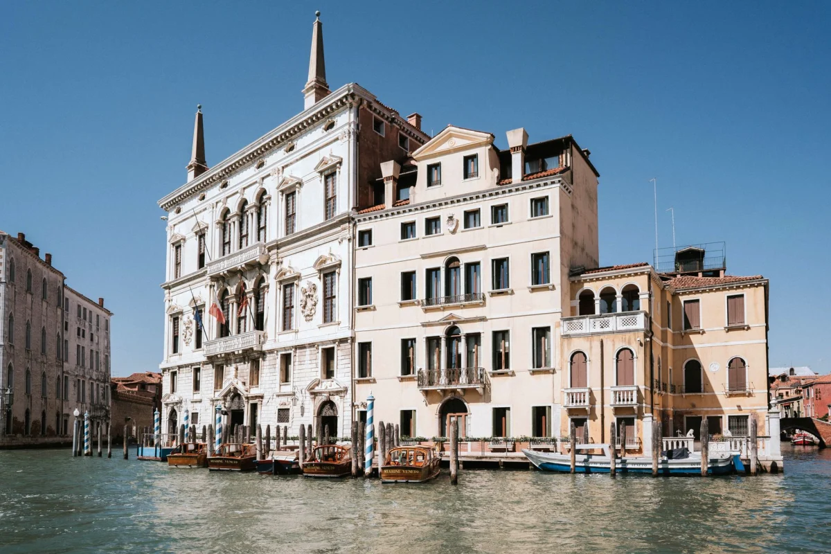 Beautiful waterfront view of Palazzo Balbi on the Grand Canal in Venice, Italy.
